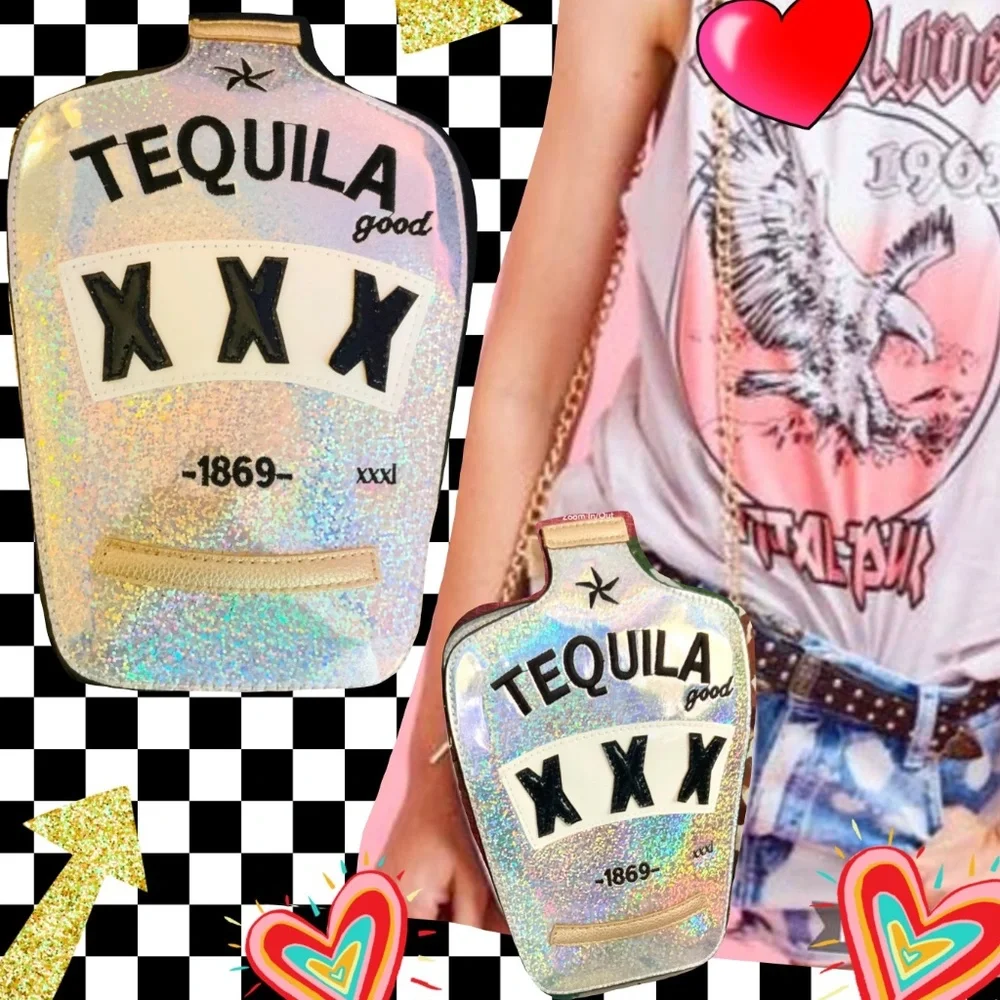 TEQUILLA Bag ❤️ BLOWOUT SALE❤️ FUN NOVELTY HANDBAG  SILVER PURSE CROSSBODY - Picture 7 of 7